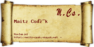 Maitz Csák névjegykártya